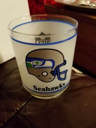Vintage Seattle Seahawks Nfl Mobil Oil Gas Station 4 " Drinking Glass Football
