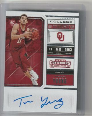 2018 Panini Contenders College Ticket Trae Young Rookie Rc Auto 56 Hawks