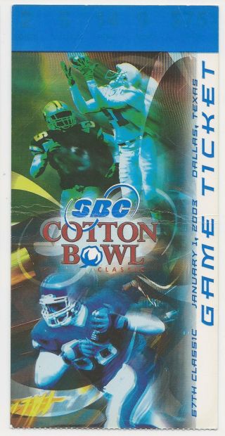 2003 Cotton Bowl Classic Football Ticket Texas Longhorns Vs.  Lsu Tigers