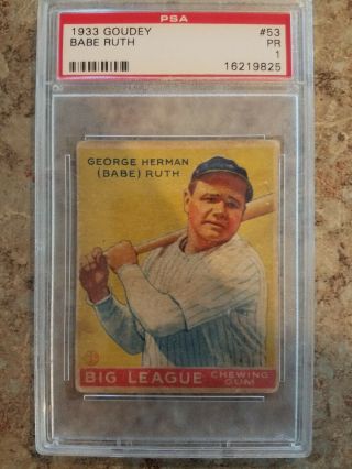 Babe Ruth 1933 Goudey 53 Psa 1.  Beauty Look At Images