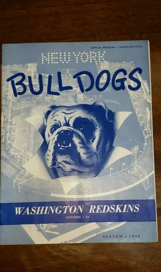 York Bulldogs Vs.  Washington Redskins 1949 Program.  Rare