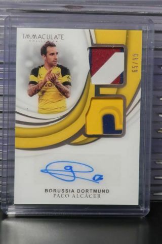 2018 - 19 Immaculate Paco Alcacer Match Worn Dual Patch Auto Autograph 65/99 Af