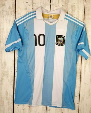 Afa Messi Futbol Soccer Jersey White / Blue Stripes Men’s 2xl
