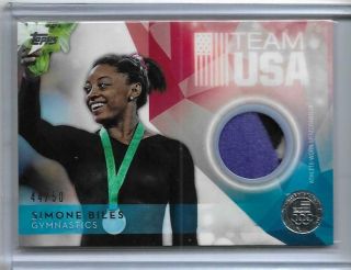 Rare 2016 Topps Olympic Simone Biles 3 Color Silver Relic Gymnastics Card 44/50