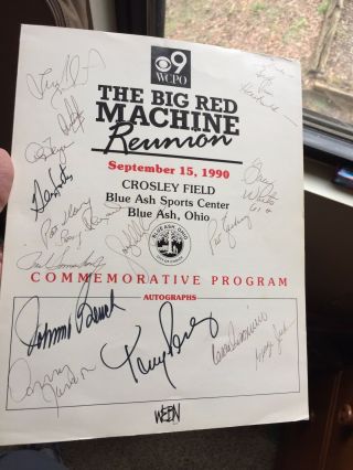 Big Red Machine Reunion Signed Program Cincinnati Reds Crosley Field Bench Perez