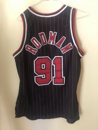 Vtg Dennis Rodman Chicago Bulls Champion Jersey Gold Logoman NBA 50th Sewn 48 5