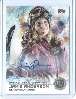 Rare 2014 Topps Olympic Jamie Anderson Silver Autograph Card 03/30 Snowboarding