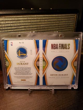 2018 - 19 Panini Opulence NBA Finals Booklet Kevin Durant 7/12 Warriors Game 3 2