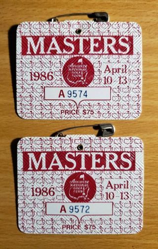 1 - 1986 Masters Augusta National Golf Club Badge Ticket Jack Nicklaus Wins