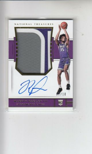 Marvin Bagley Iii Kings 2018 - 19 Panini National Treasures Rpa Patch Auto Sp 2/10