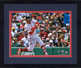 Framed Mookie Betts Boston Red Sox Signed 16x20 Swing Photo & 2018 Al Mvp Insc
