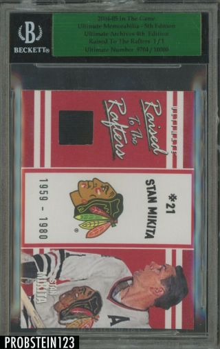 2004 - 05 In The Game Itg Ultimate 5th Edition Stan Mikita Jersey 1/1 Bgs Bas