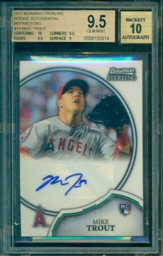 2011 Bowman Sterling Mike Trout Refractor Rc Rookie Auto /109 Bgs 9.  5 10