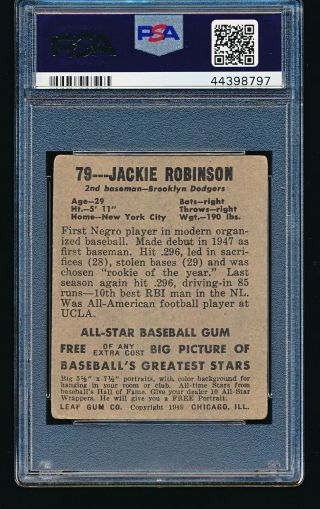 1948 Leaf JACKIE ROBINSON RC 79 PSA 2 2