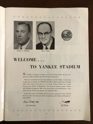 1960 MLB All Star Game Official Program at Yankee Stadium 2