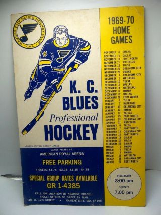 1969 Kansas City Blues Hockey Standup Schedule Sign St.  Louis Blues Affiliate