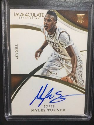 Myles Turner 2015 Immaculate Rookie On Card Auto Rc Texas /99