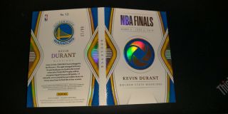 6/12 Kevin Durant 2018 - 19 Panini Opulence NBA Finals Patch Booklet Warriors MVP 2