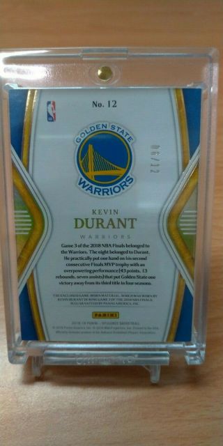 6/12 Kevin Durant 2018 - 19 Panini Opulence NBA Finals Patch Booklet Warriors MVP 3
