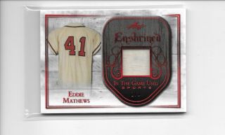 2018 Leaf In The Game Sports Eddie Mathews Jersey Card 2/3 Braves
