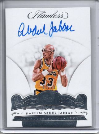 Kareem Abdul - Jabbar Auto /25 2017 - 18 Panini Flawless On Card Autograph Sp Lakers
