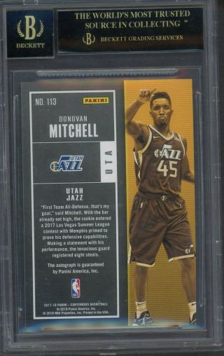 2017 - 18 Contenders Cracked Ice Rookie Ticket Donovan Mitchell RC AUTO /25 BGS 10 2