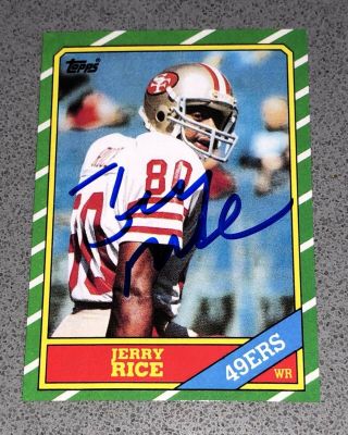 Jerry Rice Signed 1986 Topps Auto Football Reprint Rookie Card Autograph Jsa