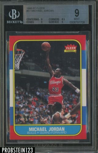 1986 Fleer 57 Michael Jordan Bulls Rc Rookie Hof Bgs 9 " Looks Nicer "