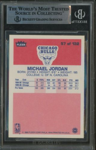 1986 Fleer 57 Michael Jordan Bulls RC Rookie HOF BGS 9 