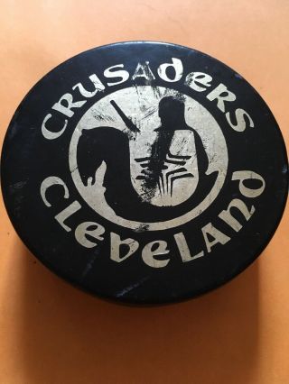 Cleveland Crusaders Vintage Made In Czechoslovakia Hockey Puck Beat Up Official