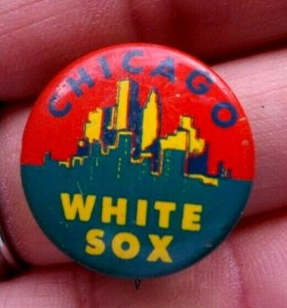 Vintage 1965 Guys Potato Chips Chicago White Sox Baseball Pinback Pin Mlb
