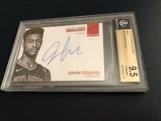 2017 - 18 Panini Encased John Collins Rookie On Card Auto /25 Bgs 9.  5 Gem Rc