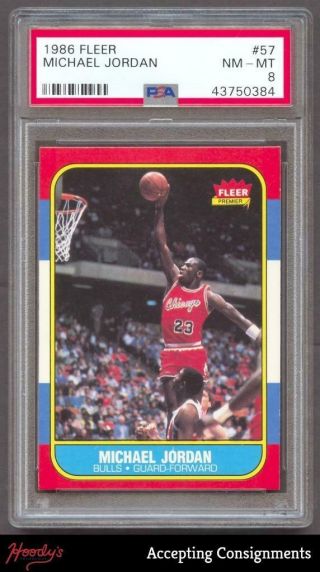 1986 - 87 Fleer Basketball 57 Michael Jordan Rookie Psa 8 Nm - Mt Bulls Rc