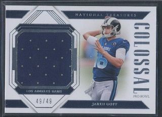 2018 National Treasures Jared Goff Colossal Pro Bowl Jersey 99/99 Last Card Rams