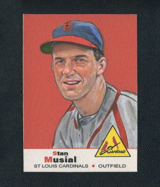 Stan Musial Cardinals Legend Painted Portrait 1969 Style Card 1/1 Not Reprint
