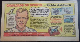 1954 Richie Ashburn Gillette Ad Sunday Comics 11/07/54