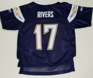 Nfl La/sd Chargers Philip Rivers 17 Blue Reebok Onfield Jersey Youth Sz M (5 - 6)