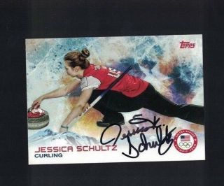 Jessica Schultz Curling Signed 2014 Topps Usa Olympics Card W/our