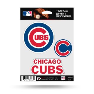 Chicago Cubs Stickers Die Cut Decals 3 - Piece Triple Spirit Sticker Sheet