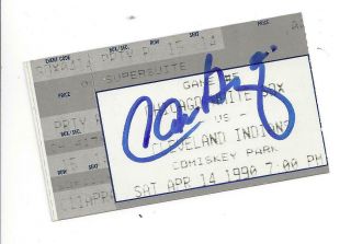 4/14/1990 Carlos Baerga Mlb Debut Autographed Ticket Stub Cleveland Indians