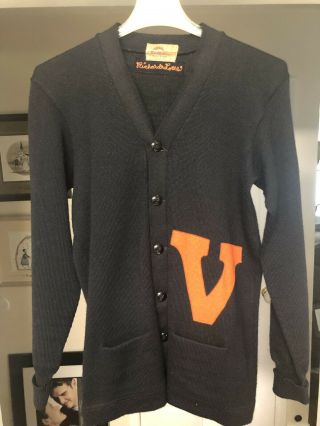 Vintage University Of Virginia Uva Letterman Sweater W/first Acc Basketball Team