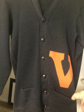 Vintage University Of Virginia UVA Letterman Sweater W/First ACC Basketball Team 5