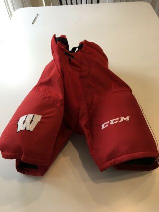 Game Worn Team Issued Wisconsin Badgers Hockey Pants Breezers Ccm In Bag
