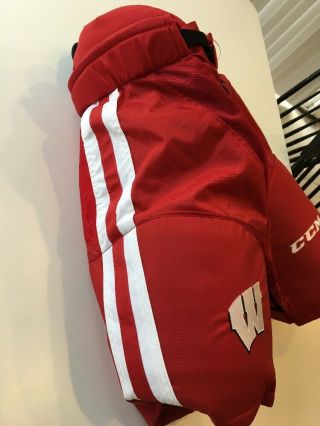 Game Worn Team Issued Wisconsin Badgers Hockey Pants Breezers CCM In Bag 3