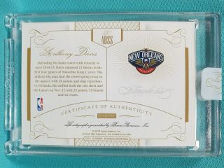 2014 - 15 FLAWLESS ANTHONY DAVIS 7/15 RUBY AUTO SIGNATURES AUTOGRAPH TF 4