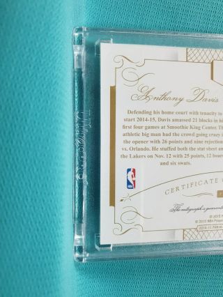 2014 - 15 FLAWLESS ANTHONY DAVIS 7/15 RUBY AUTO SIGNATURES AUTOGRAPH TF 6