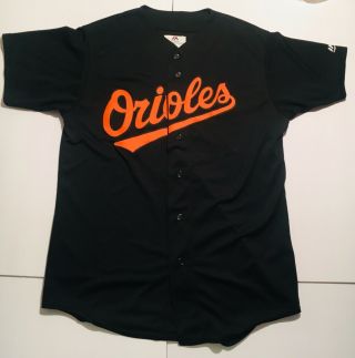 Majestic Baltimore Orioles Black Baseball Jersey Polyester Shirt Mens Size M