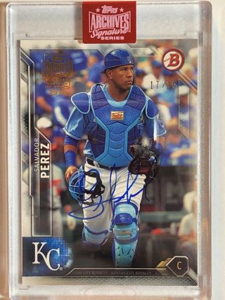 Salvador Perez On Card Auto 2019 Topps Archives 2016 Bowman 17/39 Royals Mvp
