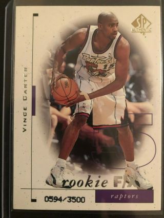 1998 - 99 Sp Authentic 95 Vince Carter Rookie Card (rc) /3500 Raptors