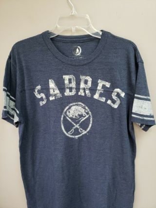Womens NHL Buffalo Sabres T Shirt Distressed Look Blue Large 2